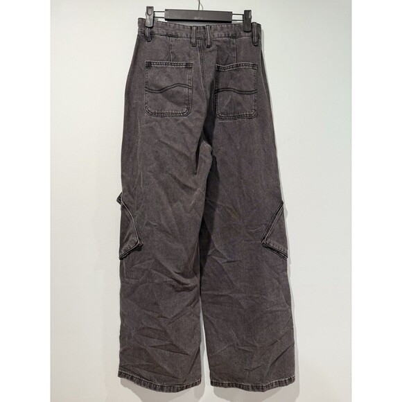 Cider Wide Jeans Leg Cargo Jeans Womens Small Black Skater Y2K Grunge Travel - Picture 2 of 7